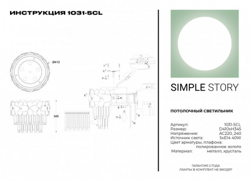 Накладная люстра Simple Story 1031-5CL фото 3